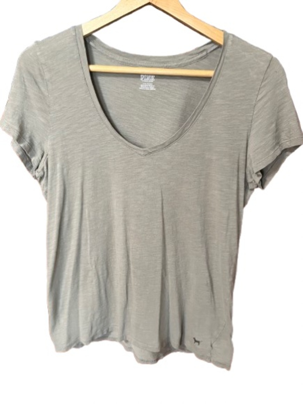 Pink Victoria’s Secret Sage Green V-Neck Women's Tee Size Large